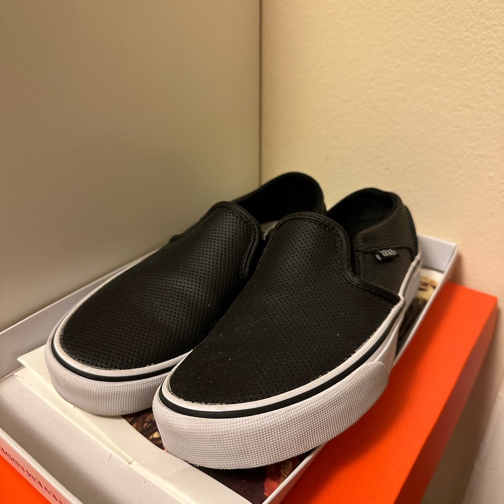 Vans black Slip-On Perf Leather Shoe - Picture 5 of 10